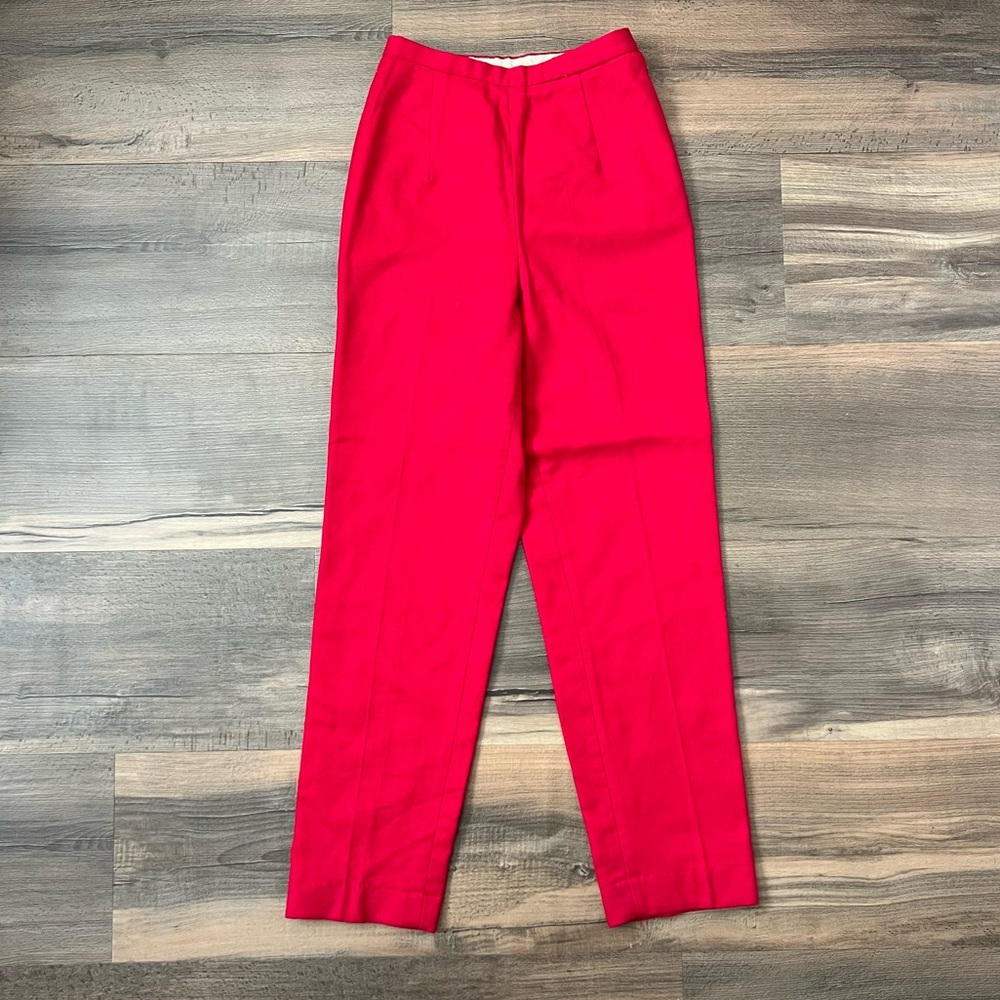 Vintage Darlene Co-Ordinates Red High Waist Straight Leg Pants Size 7-8